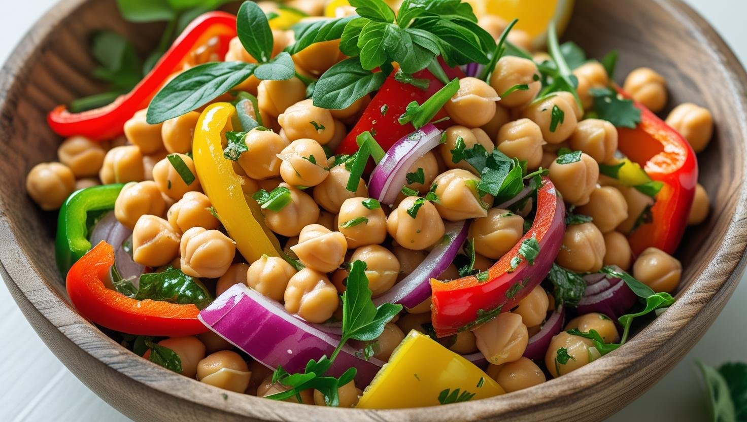 Rainbow Chickpea Salad with Lemon Dressing